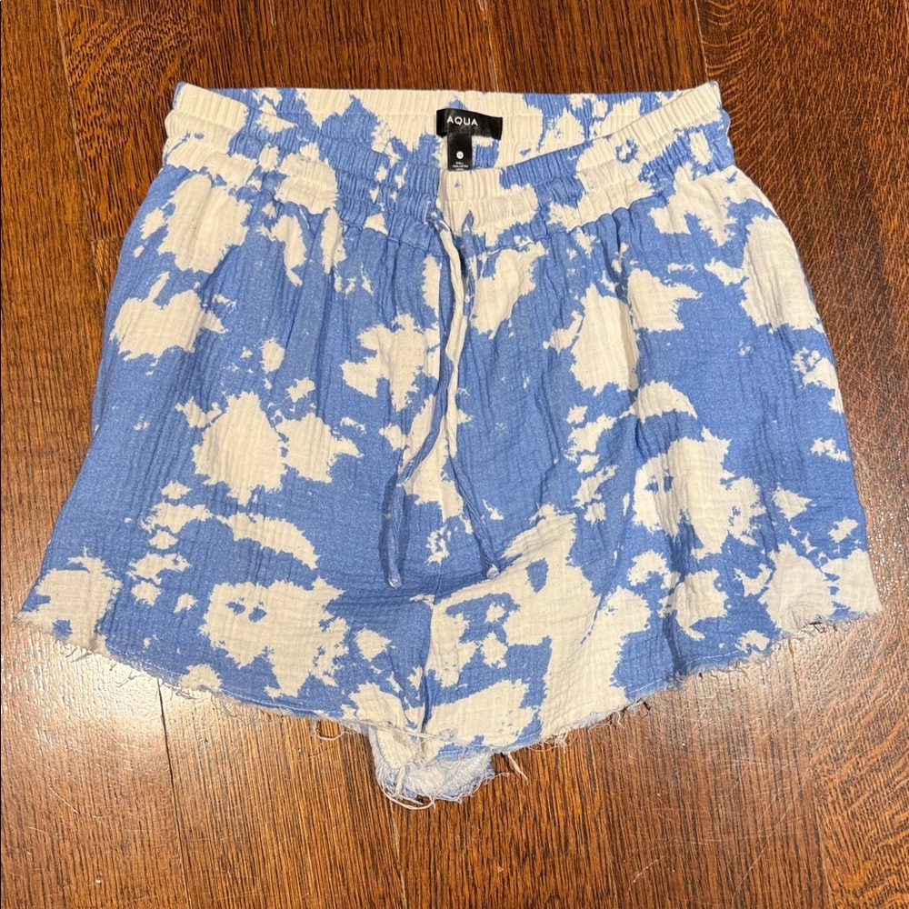 Aqua Blue and White Women's Shorts